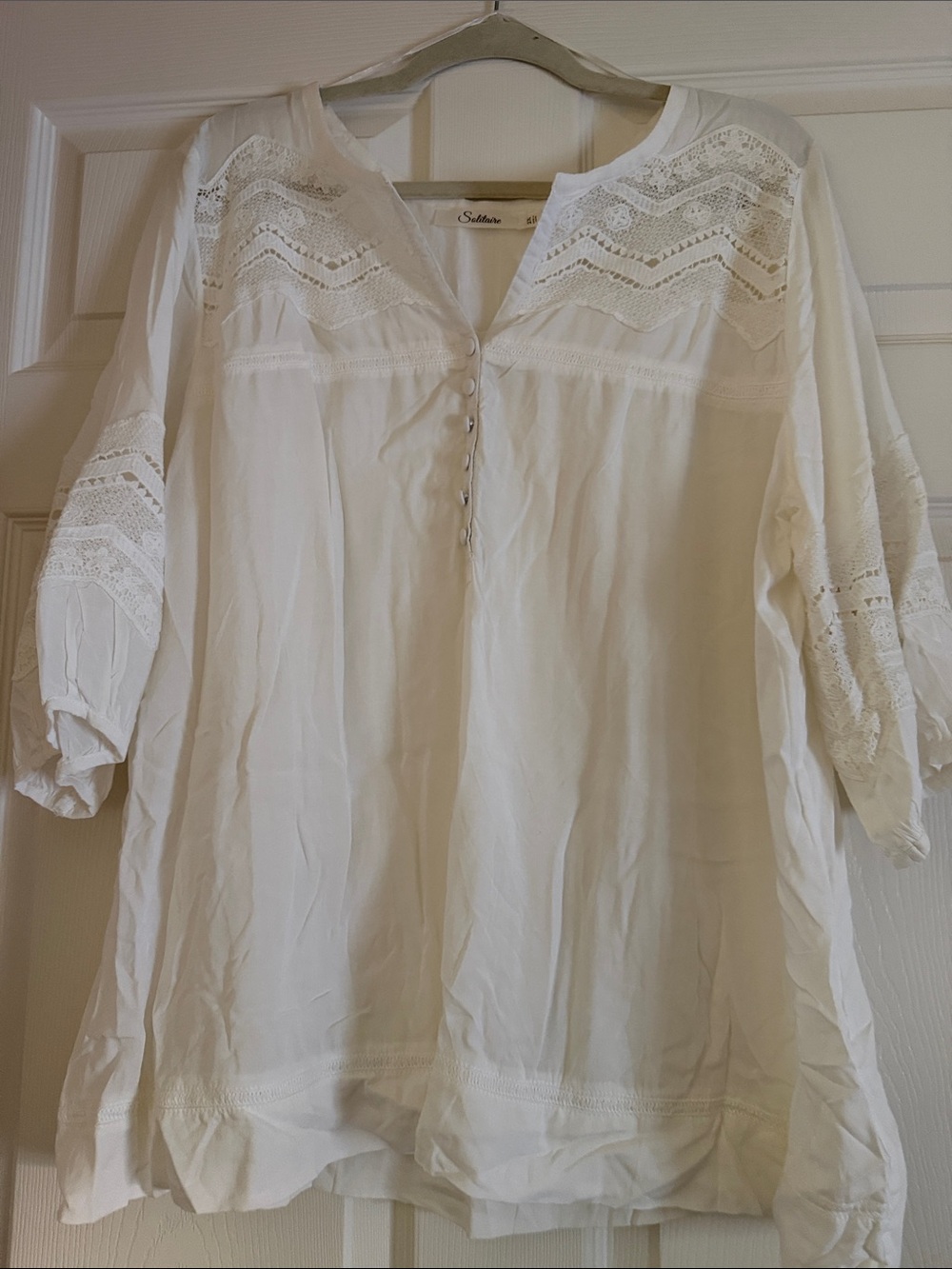 Sundance Cream Lace-Trim Peasant Tunic